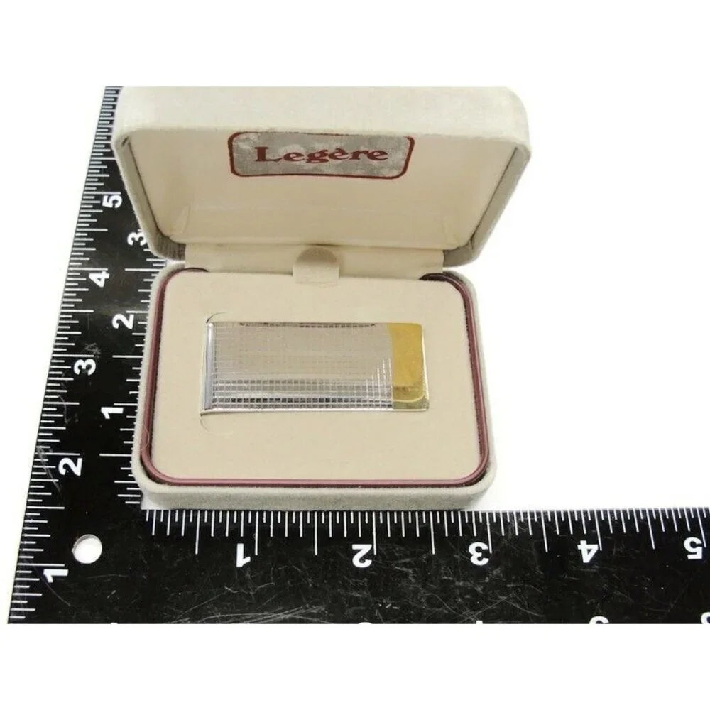 Legere Silver & Gold Tone Money Clip Stainless Wallet Credit Card ID Holder NOB